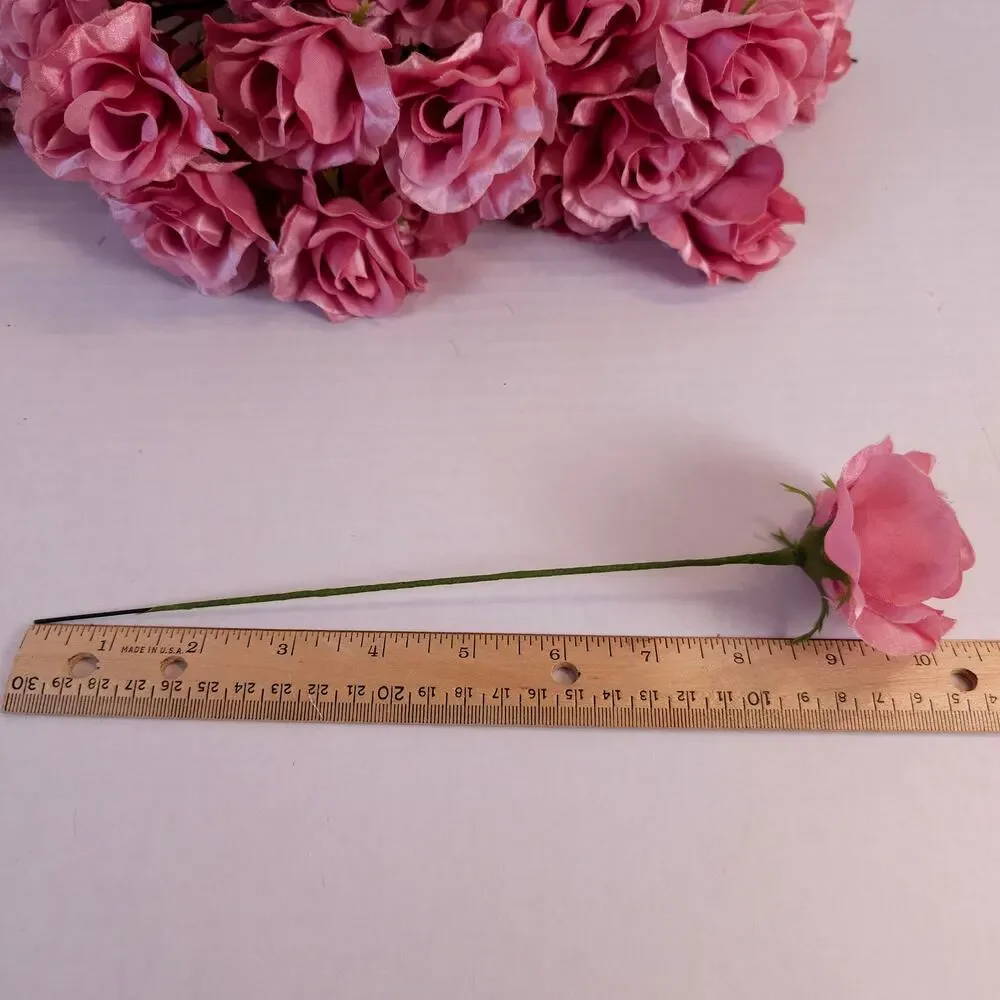 66 Light Pink Satin Artificial Roses 2.5in Flower Stems Wedding Crafts DIY Decor
